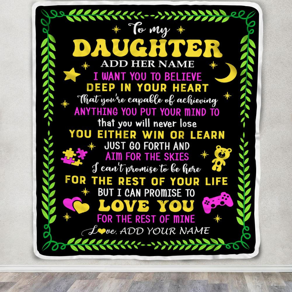 Personalized To My Daughter Gift Blanket From Mom Dad Mother Letter Sleep Cute Daughter Birthday Idea Graduation Christmas Customized Fleece Throw Blanket | siriusteestore