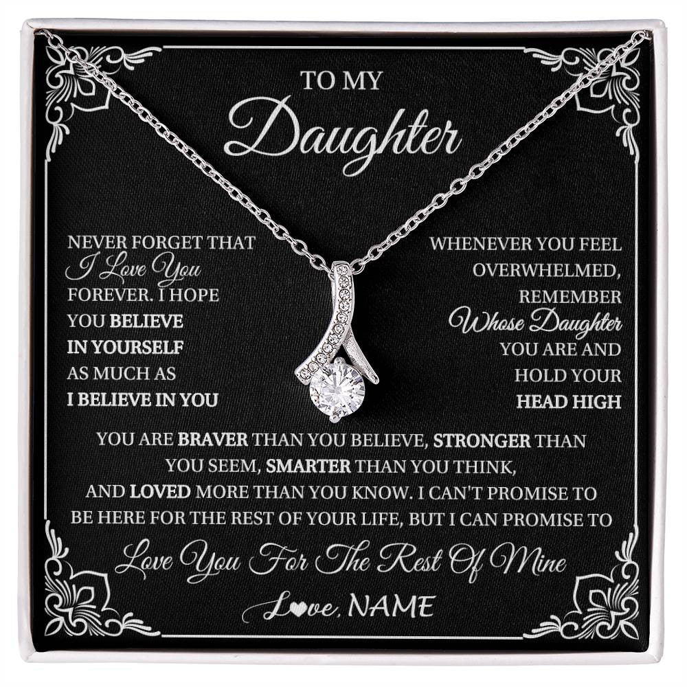 Alluring Beauty Necklace 14K White Gold Finish | 1 | Personalized To My Daughter Gift From Mom Dad Necklace I Love You Believe In You Daughter Birthday Gifts Christmas Customized Gift Box Message Card | siriusteestore