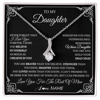 Alluring Beauty Necklace 14K White Gold Finish | 1 | Personalized To My Daughter Gift From Mom Dad Necklace I Love You Believe In You Daughter Birthday Gifts Christmas Customized Gift Box Message Card | siriusteestore