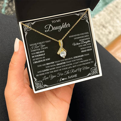 Alluring Beauty Necklace 18K Yellow Gold Finish | 2 | Personalized To My Daughter Gift From Mom Dad Necklace I Love You Believe In You Daughter Birthday Gifts Christmas Customized Gift Box Message Card | siriusteestore