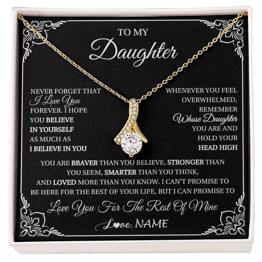 Alluring Beauty Necklace 18K Yellow Gold Finish | 1 | Personalized To My Daughter Gift From Mom Dad Necklace I Love You Believe In You Daughter Birthday Gifts Christmas Customized Gift Box Message Card | siriusteestore