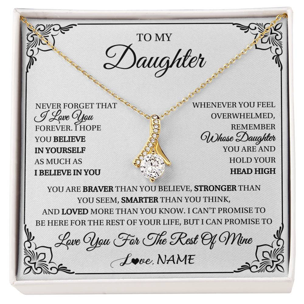 Alluring Beauty Necklace 18K Yellow Gold Finish | 1 | Personalized To My Daughter Gift Necklace From Mom Dad I Love You Believe In You Daughter Birthday Gifts Christmas Customized Gift Box Message Card | siriusteestore