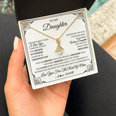 Alluring Beauty Necklace 18K Yellow Gold Finish | 2 | Personalized To My Daughter Gift Necklace From Mom Dad I Love You Believe In You Daughter Birthday Gifts Christmas Customized Gift Box Message Card | siriusteestore