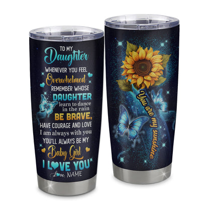 Personalized To My Daughter Gift Tumbler From Mom Dad Stainless Steel Cup Sunflower My Baby Girl Daughter Birthday Graduation Christmas Custom Travel Mug | siriusteestore