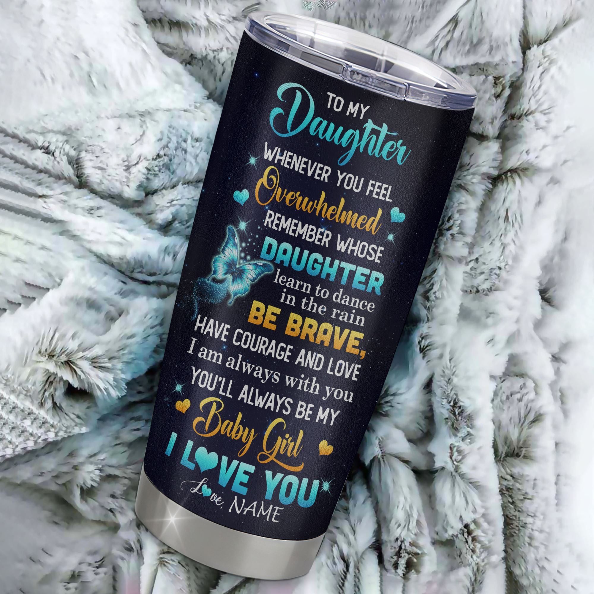 Personalized To My Daughter Gift Tumbler From Mom Dad Stainless Steel Cup Sunflower My Baby Girl Daughter Birthday Graduation Christmas Custom Travel Mug | siriusteestore