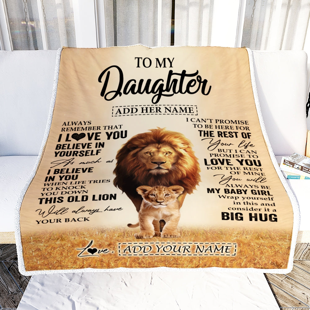 Personalized To My Daughter Gifts Blanket From Dad Father Always Remember Lion Gifts For Daughter Birthday Graduation Christmas Custom Fleece Throw Blanket | siriusteestore
