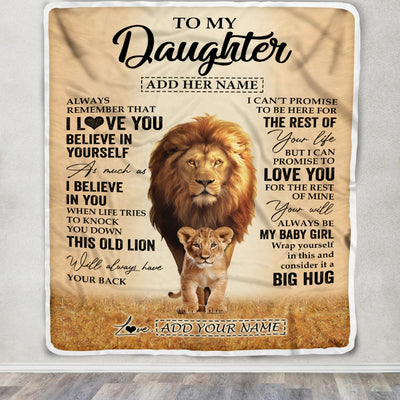 Personalized To My Daughter Gifts Blanket From Dad Father Always Remember Lion Gifts For Daughter Birthday Graduation Christmas Custom Fleece Throw Blanket | siriusteestore