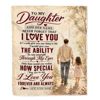 Personalized To My Daughter Gifts Blanket From Dad Father Daughter Holding Hands Letter Birthday Gift Graduation Christmas Customized Bed Fleece Throw Blanket | siriusteestore