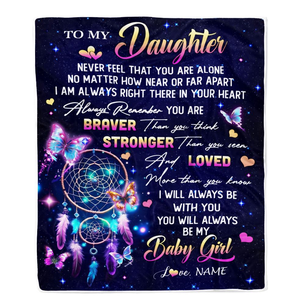 Personalized To My Daughter Gifts Blanket From Mom Dad Dream Catcher Butterfly Girl Daughter Birthday Gifts Graduation Christmas Customized Fleece Blanket | siriusteestore