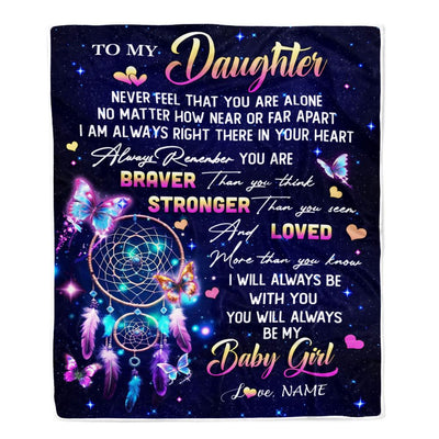 Personalized To My Daughter Gifts Blanket From Mom Dad Dream Catcher Butterfly Girl Daughter Birthday Gifts Graduation Christmas Customized Fleece Blanket | siriusteestore
