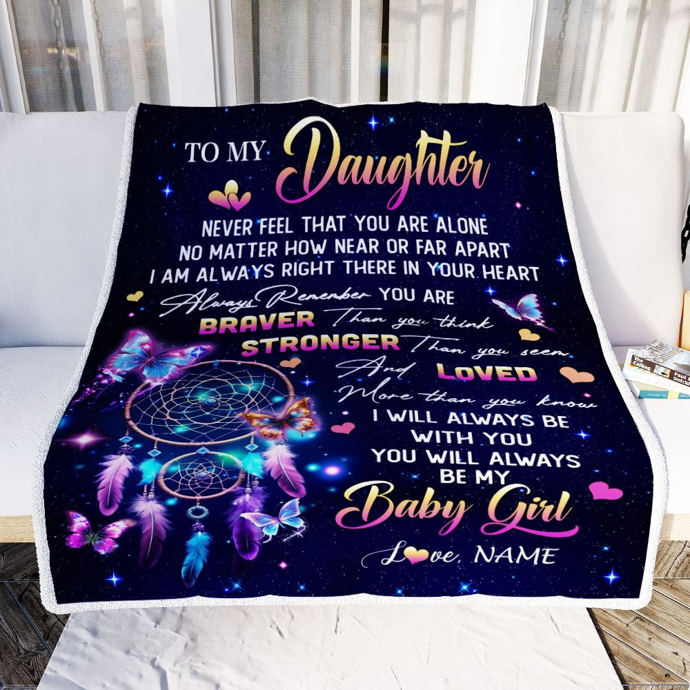 Personalized To My Daughter Gifts Blanket From Mom Dad Dream Catcher Butterfly Girl Daughter Birthday Gifts Graduation Christmas Customized Fleece Blanket | siriusteestore
