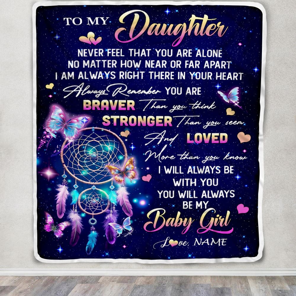 Personalized To My Daughter Gifts Blanket From Mom Dad Dream Catcher Butterfly Girl Daughter Birthday Gifts Graduation Christmas Customized Fleece Blanket | siriusteestore