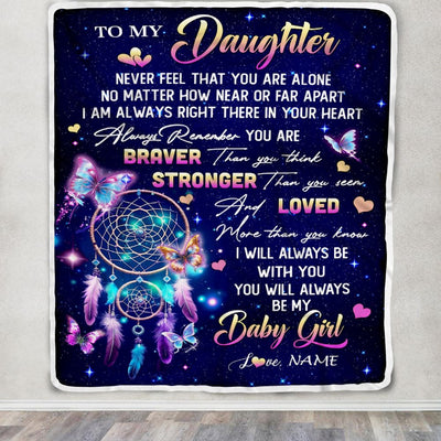 Personalized To My Daughter Gifts Blanket From Mom Dad Dream Catcher Butterfly Girl Daughter Birthday Gifts Graduation Christmas Customized Fleece Blanket | siriusteestore