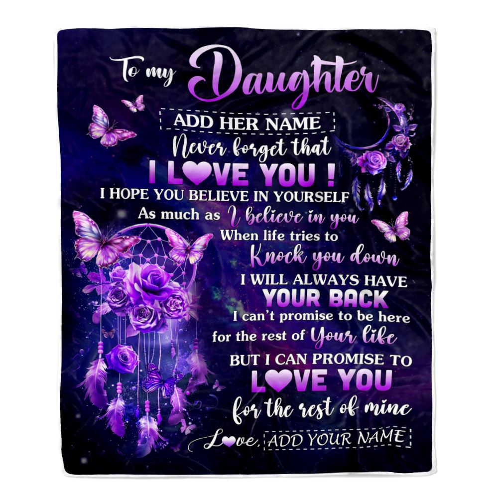 Personalized To My Daughter Gifts Blanket From Mom Dad Floral Butterfly Love You Daughter Birthday Gifts Graduation Christmas Customized Fleece Blanket | siriusteestore