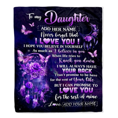 Personalized To My Daughter Gifts Blanket From Mom Dad Floral Butterfly Love You Daughter Birthday Gifts Graduation Christmas Customized Fleece Blanket | siriusteestore