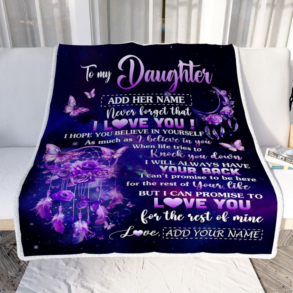 Personalized To My Daughter Gifts Blanket From Mom Dad Floral Butterfly Love You Daughter Birthday Gifts Graduation Christmas Customized Fleece Blanket | siriusteestore