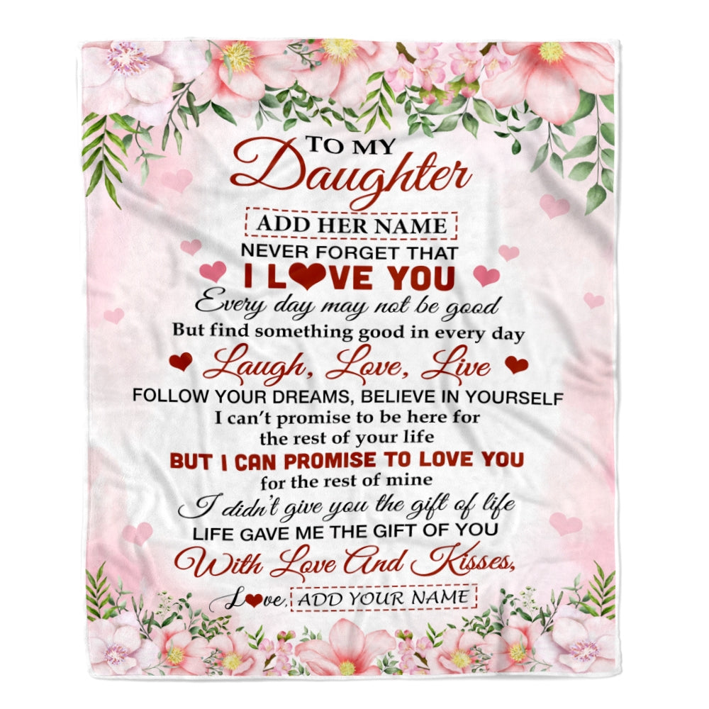 Personalized To My Daughter Gifts Blanket From Mom Dad Mother Floral I Love You Birthday Gifts For Daughter Graduation Christmas Customized Fleece Blanket | siriusteestore