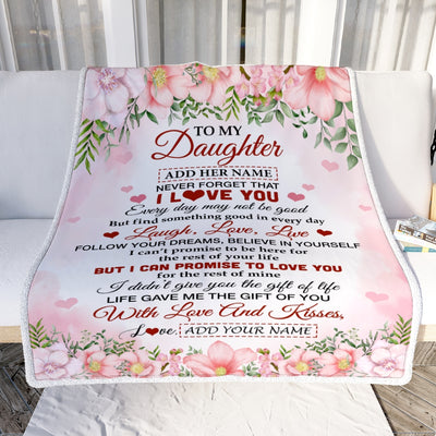 Personalized To My Daughter Gifts Blanket From Mom Dad Mother Floral I Love You Birthday Gifts For Daughter Graduation Christmas Customized Fleece Blanket | siriusteestore