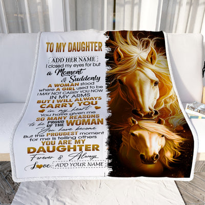 Personalized To My Daughter Gifts Blanket From Mom Dad Mother I Close My Eyes Horse Daughter Birthday Gifts Graduation Christmas Custom Fleece Throw Blanket | siriusteestore