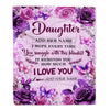 Personalized To My Daughter Gifts Blanket From Mom Dad Mother Purple Floral Birthday Gifts For Daughter Graduation Christmas Custom Fleece Blanket | siriusteestore