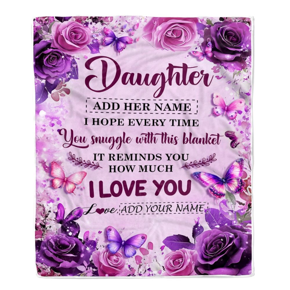 Personalized To My Daughter Gifts Blanket From Mom Dad Mother Purple Floral Birthday Gifts For Daughter Graduation Christmas Custom Fleece Blanket | siriusteestore