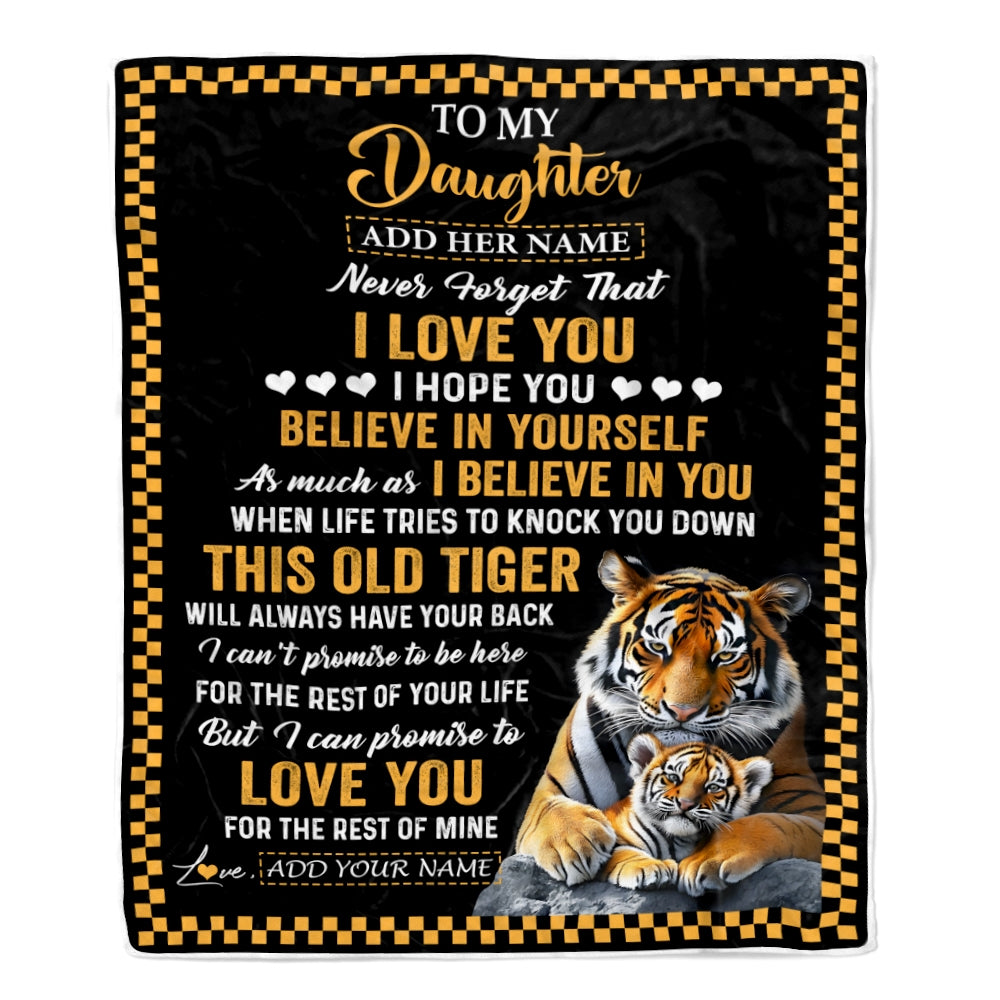 Personalized To My Daughter Gifts Blanket From Mom Dad Mother This Old Tiger Love You Daughter Birthday Gifts Graduation Christmas Customized Fleece Blanket | siriusteestore