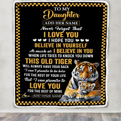 Personalized To My Daughter Gifts Blanket From Mom Dad Mother This Old Tiger Love You Daughter Birthday Gifts Graduation Christmas Customized Fleece Blanket | siriusteestore
