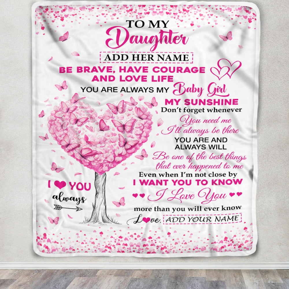 Personalized To My Daughter Gifts Blanket From Mom Dad Mother Tree I Love You Always Daughter Birthday Gifts Mothers Day Christmas Custom Fleece Throw Blanket | siriusteestore
