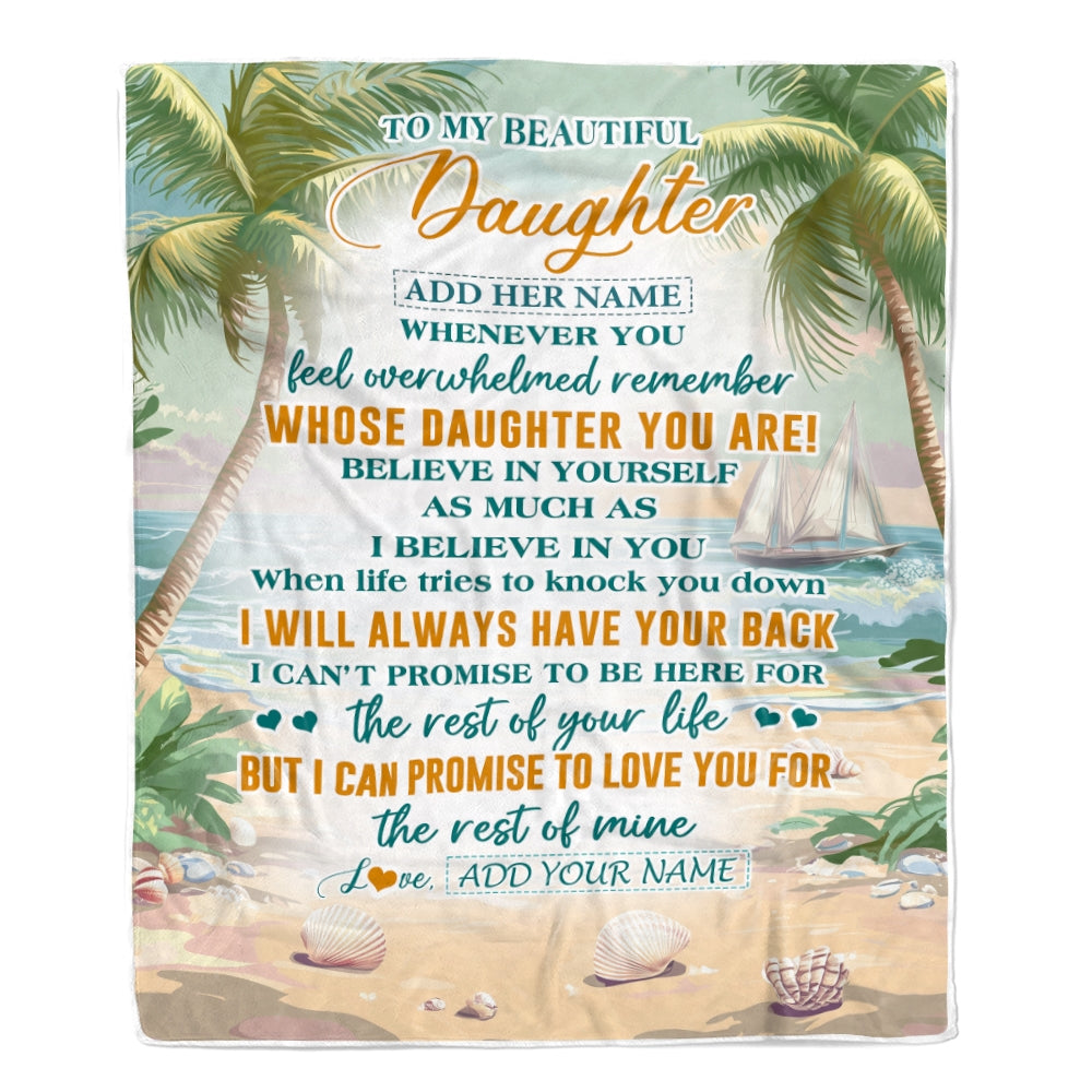 Personalized To My Daughter Gifts Blanket From Mom Dad Mother Whenever You Feel Beach Daughter Birthday Gifts Graduation Christmas Customized Fleece Blanket | siriusteestore