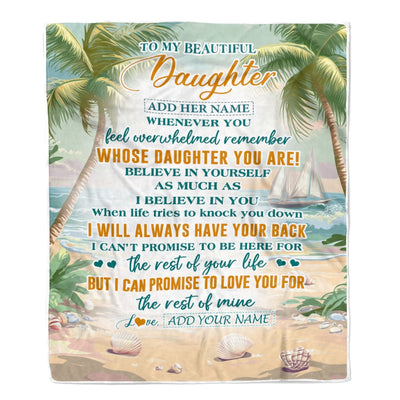 Personalized To My Daughter Gifts Blanket From Mom Dad Mother Whenever You Feel Beach Daughter Birthday Gifts Graduation Christmas Customized Fleece Blanket | siriusteestore