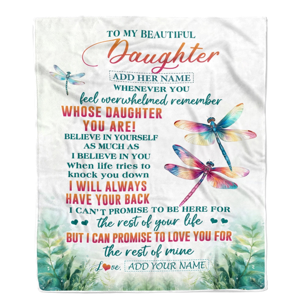 Personalized To My Daughter Gifts Blanket From Mom Dad Mother Whenever You Feel Dragonfly Daughter Birthday Gifts Christmas Customized Fleece Blanket | siriusteestore