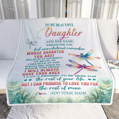 Personalized To My Daughter Gifts Blanket From Mom Dad Mother Whenever You Feel Dragonfly Daughter Birthday Gifts Christmas Customized Fleece Blanket | siriusteestore