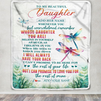 Personalized To My Daughter Gifts Blanket From Mom Dad Mother Whenever You Feel Dragonfly Daughter Birthday Gifts Christmas Customized Fleece Blanket | siriusteestore