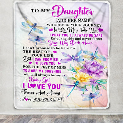 Personalized To My Daughter Gifts Blanket From Mom Dad Mother Wherever Your Journey In Life Dragonfly Daughter Birthday Gifts Warm Customized Fleece Blanket | siriusteestore
