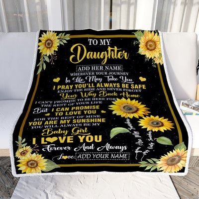Personalized To My Daughter Gifts Blanket From Mom Dad Mother Wherever Your Journey In Life Sunflower Daughter Birthday Gifts Customized Fleece Throw Blanket | siriusteestore