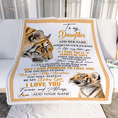 Personalized To My Daughter Gifts Blanket From Mom Dad Mother Wherever Your Journey In Life Tiger Daughter Birthday Gifts Warm Customized Fleece Throw Blanket | siriusteestore