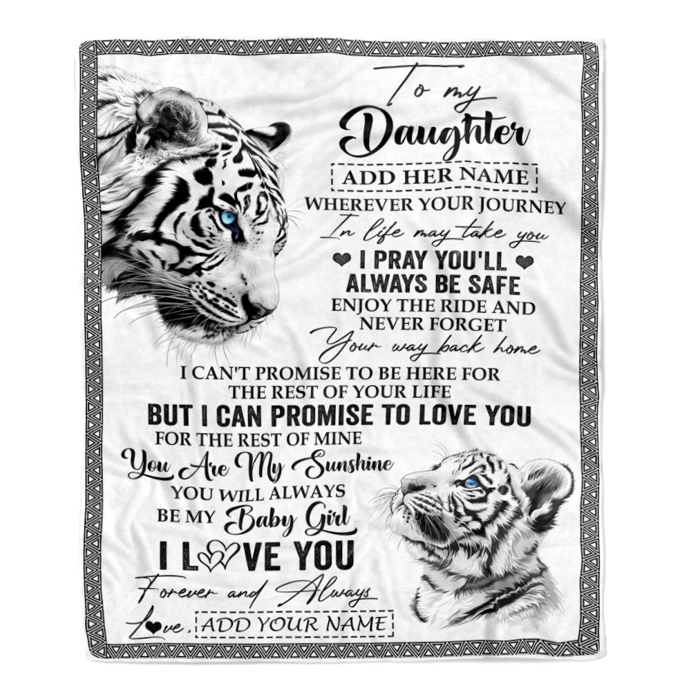 Personalized To My Daughter Gifts Blanket From Mom Dad Mother Wherever Your Journey In Life White Tier Daughter Birthday Gifts Christmas Custom Fleece Blanket | siriusteestore
