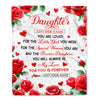 Personalized To My Daughter Gifts Blanket From Mom Dad Rose Flower Present For Adult Birthday Gifts For Daughter Christmas Graduation Custom Fleece Blanket | siriusteestore