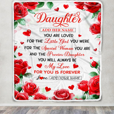 Personalized To My Daughter Gifts Blanket From Mom Dad Rose Flower Present For Adult Birthday Gifts For Daughter Christmas Graduation Custom Fleece Blanket | siriusteestore