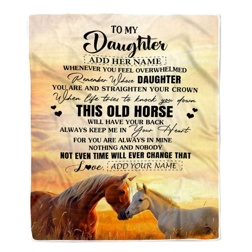 Personalized To My Daughter Gifts Blanket From Mom Dad Whenever Horse Unique Birthday Gifts For Daughter Graduation Christmas Custom Fleece Throw Blanket | siriusteestore