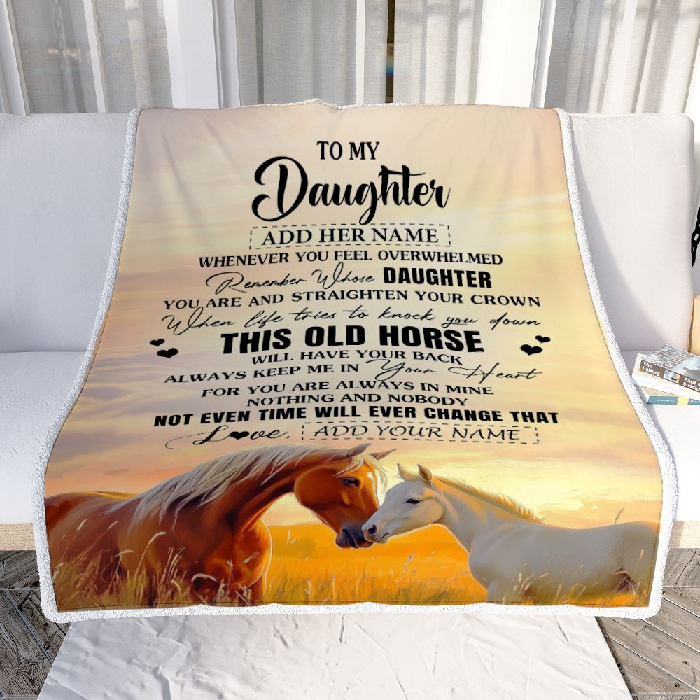 Personalized To My Daughter Gifts Blanket From Mom Dad Whenever Horse Unique Birthday Gifts For Daughter Graduation Christmas Custom Fleece Throw Blanket | siriusteestore