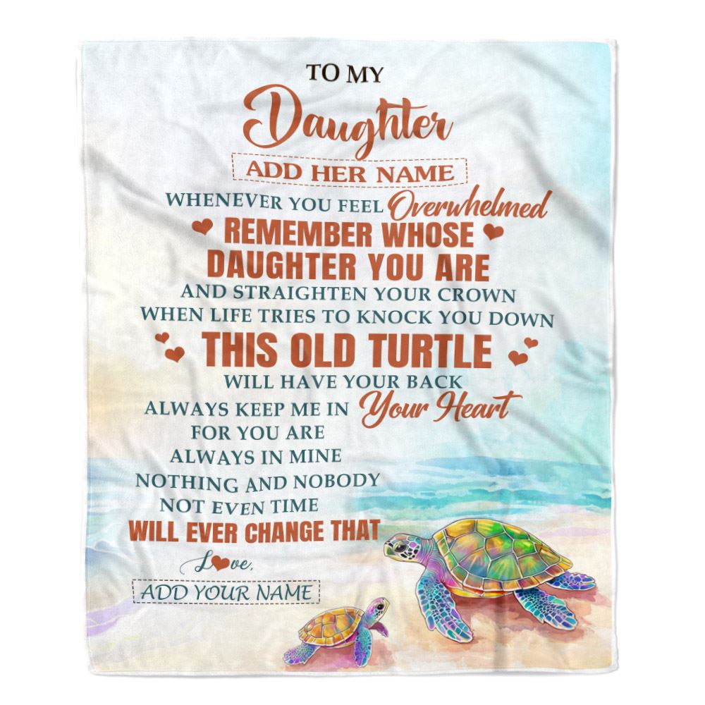 Personalized To My Daughter Gifts Blanket From Mom Dad Whenever Turtle Unique Birthday Gifts For Daughter Graduation Christmas Custom Fleece Throw Blanket | siriusteestore