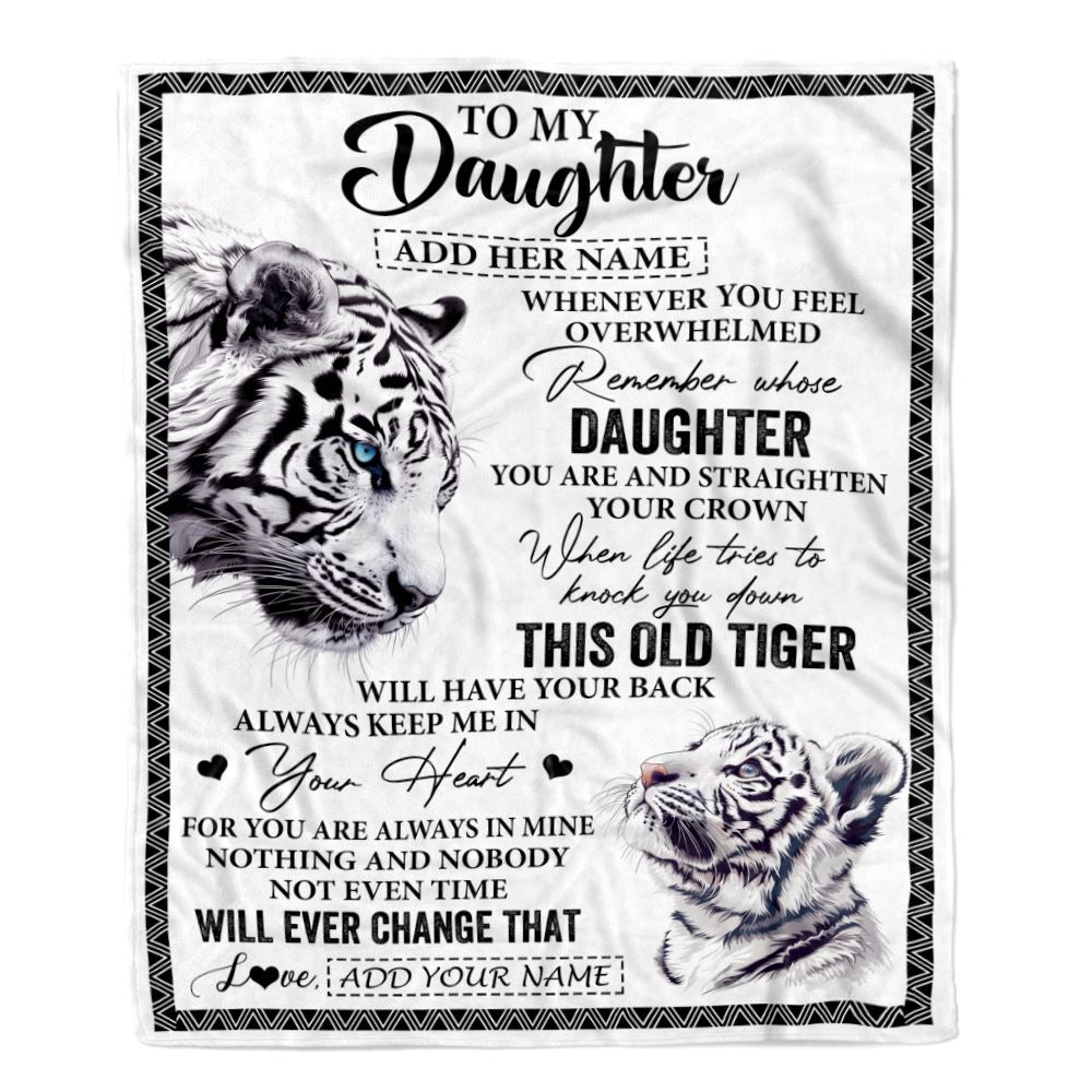 Personalized To My Daughter Gifts Blanket From Mom Dad Whenever White Tiger Unique Birthday Gifts For Daughter Graduation Christmas Custom Fleece Blanket | siriusteestore