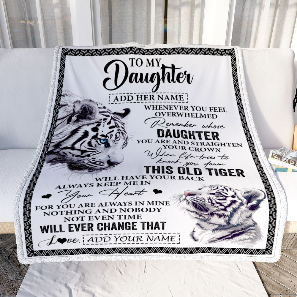 Personalized To My Daughter Gifts Blanket From Mom Dad Whenever White Tiger Unique Birthday Gifts For Daughter Graduation Christmas Custom Fleece Blanket | siriusteestore