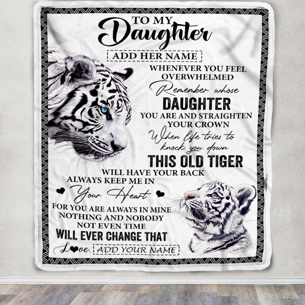 Personalized To My Daughter Gifts Blanket From Mom Dad Whenever White Tiger Unique Birthday Gifts For Daughter Graduation Christmas Custom Fleece Blanket | siriusteestore