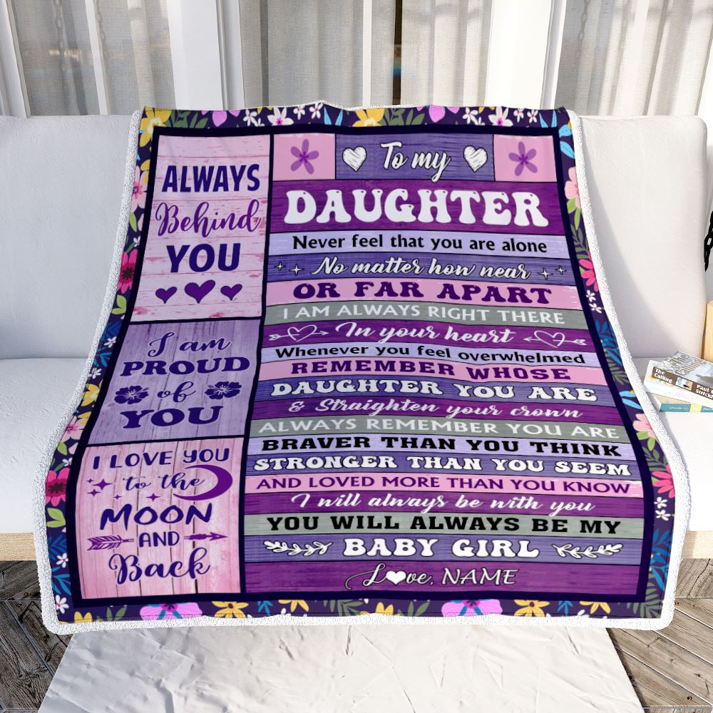 Personalized To My Daughter Gifts Blanket From Mom Dad Wood Never Feel Alone Daughter Gifts Birthday Graduation Christmas Customized Fleece Throw Blanket | siriusteestore