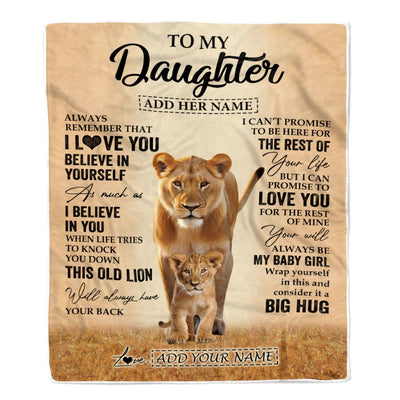 Personalized To My Daughter Gifts Blanket From Mom Mother Always Remember Lion Gifts For Daughter Birthday Graduation Christmas Custom Fleece Throw Blanket | siriusteestore