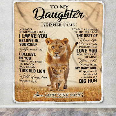 Personalized To My Daughter Gifts Blanket From Mom Mother Always Remember Lion Gifts For Daughter Birthday Graduation Christmas Custom Fleece Throw Blanket | siriusteestore
