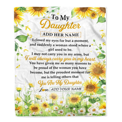 Personalized To My Daughter Gifts Blanket From Mom Mother Dad I Closed My Eyes Sunflower Best Daughter Birthday Gifts Christmas Customized Fleece Blanket | siriusteestore
