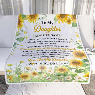 Personalized To My Daughter Gifts Blanket From Mom Mother Dad I Closed My Eyes Sunflower Best Daughter Birthday Gifts Christmas Customized Fleece Blanket | siriusteestore